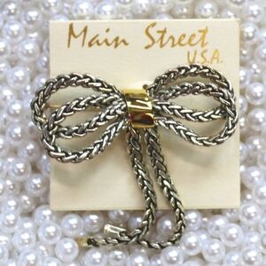 NWT Gold and Silver Bow Pin Brooch